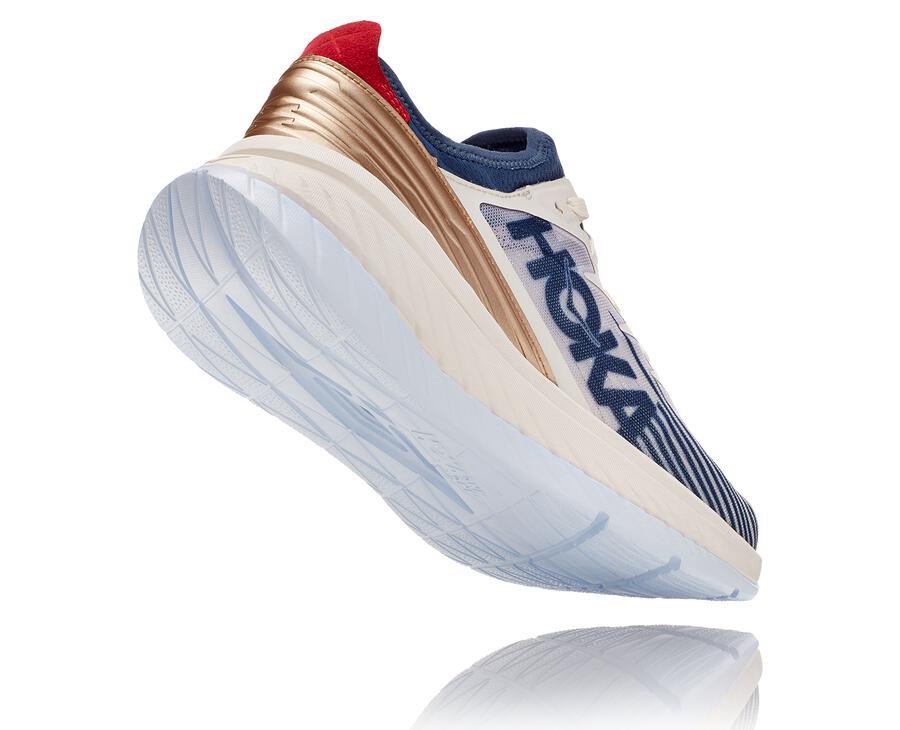 Hoka One One Running Shoes Mens White/Blue - Carbon X-SPE - 27593AMDY